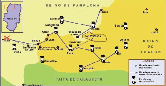 Ruta de huida del rey Ramiro I y estrategia de persecución de los navarros